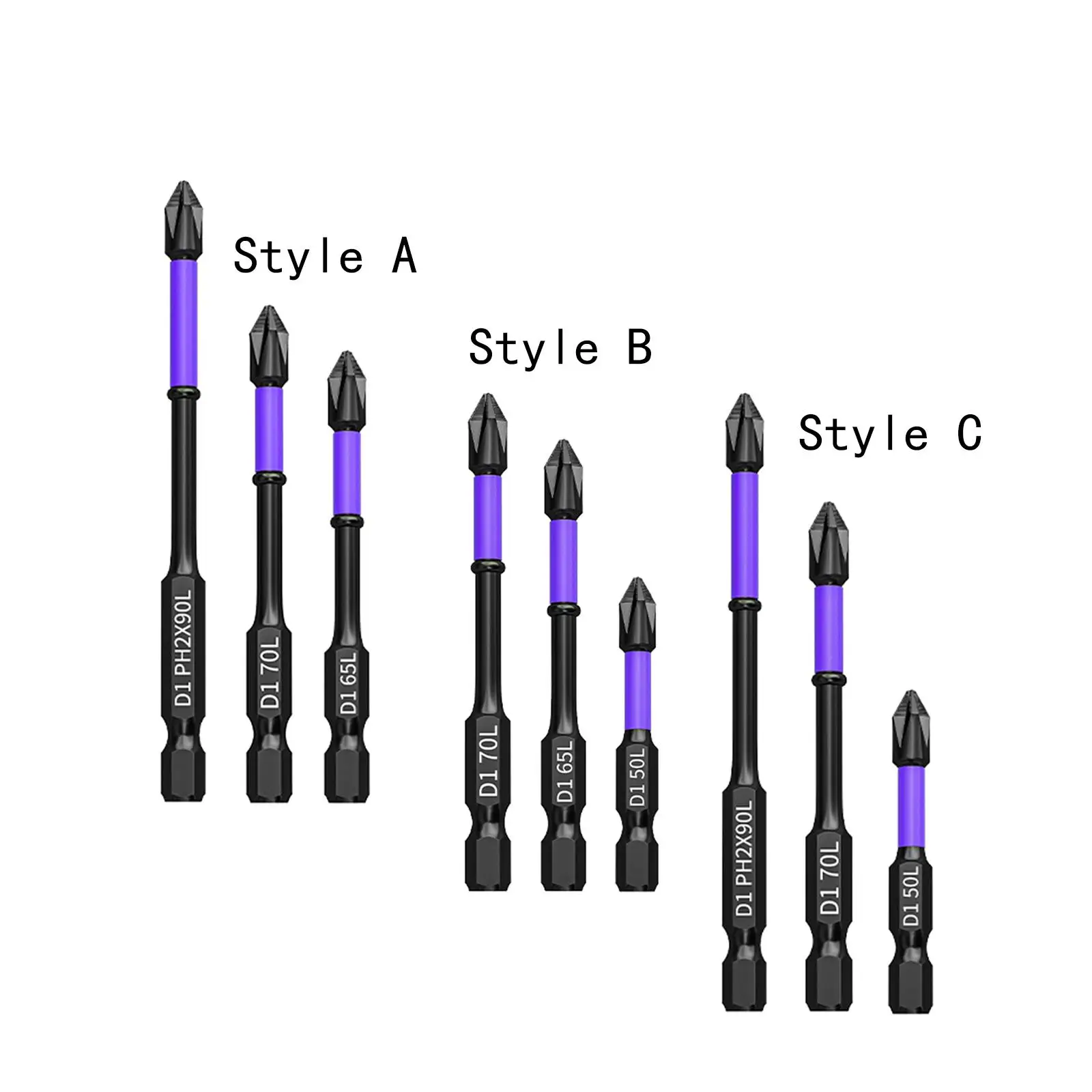 

3 Pieces Screwdriver Bits Anti Slip Screw Extractor Magnetic Bit Cross Screwdriver Head for Furniture Repair Easy to Install