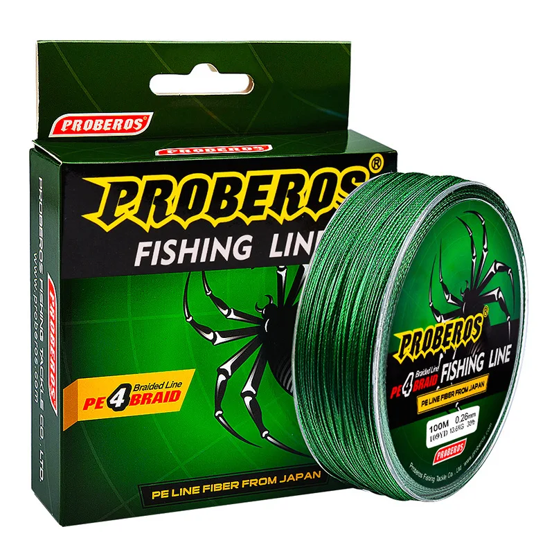 

PRO BEROS 4 Strand 100m PE Braided Fishing Line Japanese 4X Weaves Super Strong 6-100LB Carrete De Pesca Saltwater Multifilament