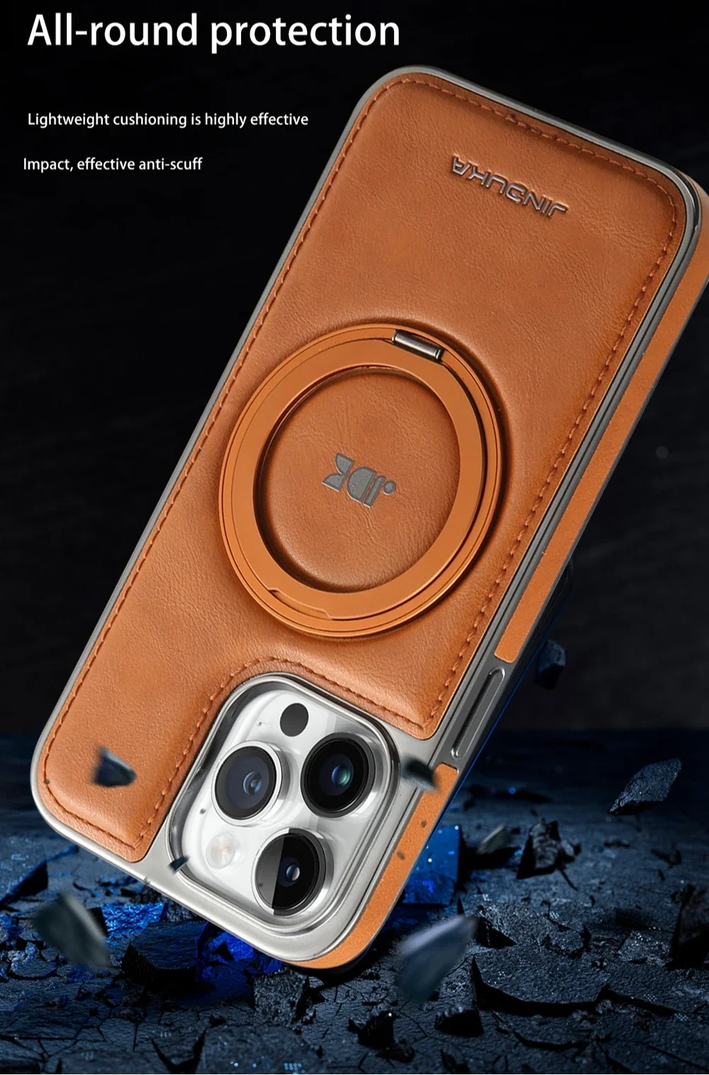 Premium Magnetic Leather Phone Case with Kickstand and MagSafe Compatibility
