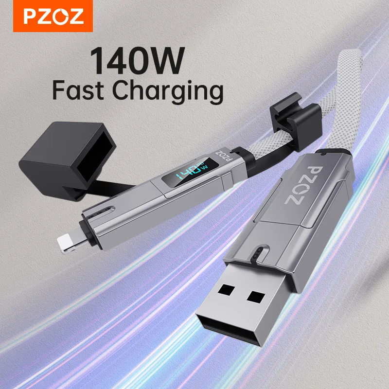 

Кабель PZOZ USB C 4 в 1 для iPhone 15 14 13 Pro Max MacBook iPad 140 Вт PD USB Type C цифровой дисплей шнур для быстрой зарядки зарядное устройство