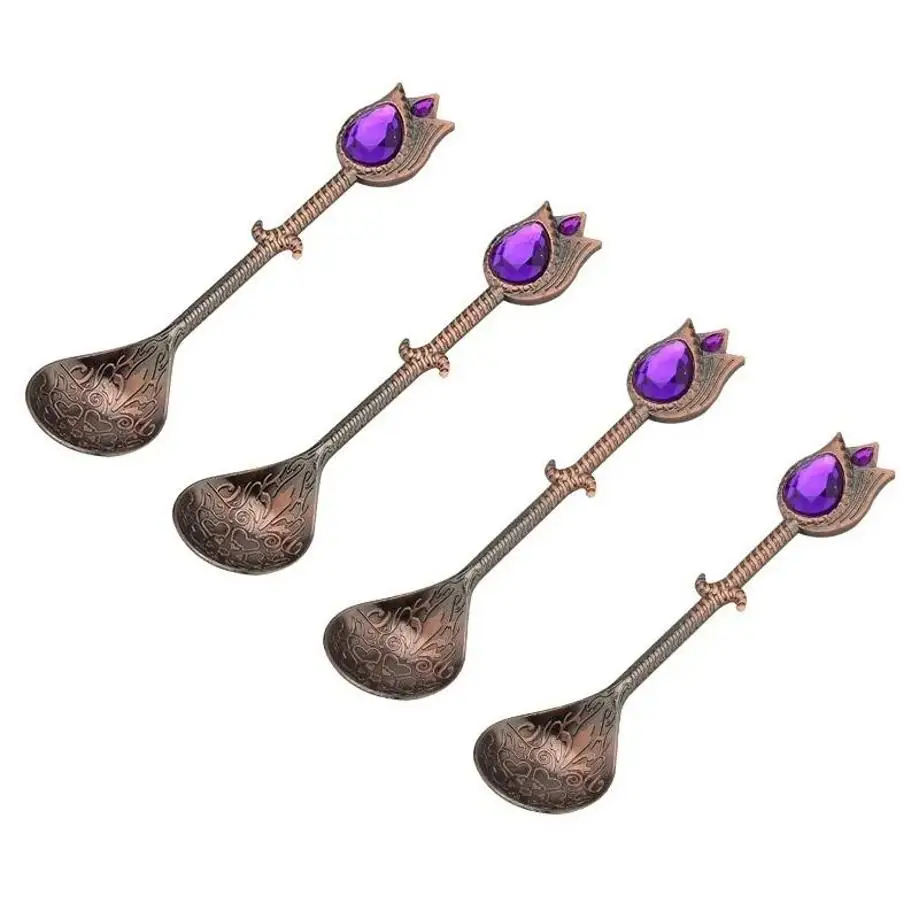 1 Pcs Fashion Luxury Diamond Stainless Steel Crystal Spoons Cup Stirring Eat Food Home Kitchen Tea Dessert Spoon
