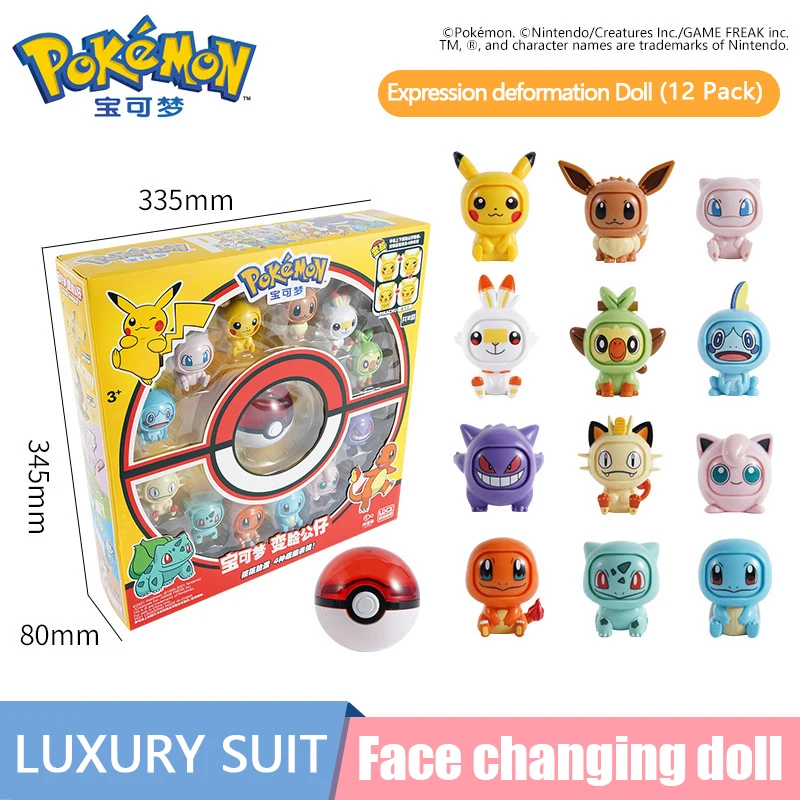 Pokemon Pikachu Bulbasaur Pokeball Set Eevee Gengar Mewtwo Action Figure Model Face-changing Doll Elf Ball Toys For Kids Gift |