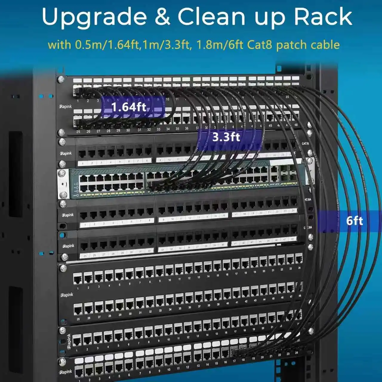 0.5/1/2/3/5/10/15/20/30M CAT8 이더넷 케이블 40Gbps 플랫 나일론 브레이드 네트워크 랜 코드(PC 모뎀 노트북 PS 5용)