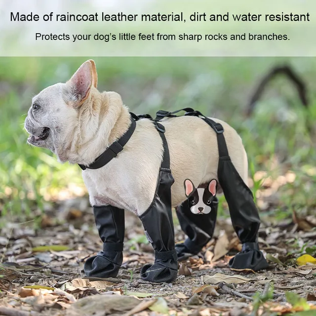 Sc54418cabe8e4c3d854483811f5075ceV.jpg Dog Shoes Waterproof Adjustable Dog Boots Rain Day Pet Supplies Shoes For Dogs Outdoor Walking Soft French Bulldog Paws Protect