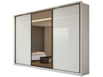 Guarda-roupa Casal com Espelho 3 Portas 6 Gavetas Caemmun Spazio