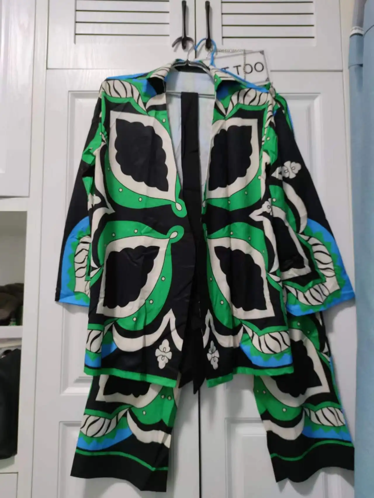 Women's Print Pajamas Set Summer Spring 3 Pieces Ladies Loose Sleepwear Kimono Streetwear V Neck Pijama Suit For Female 2024