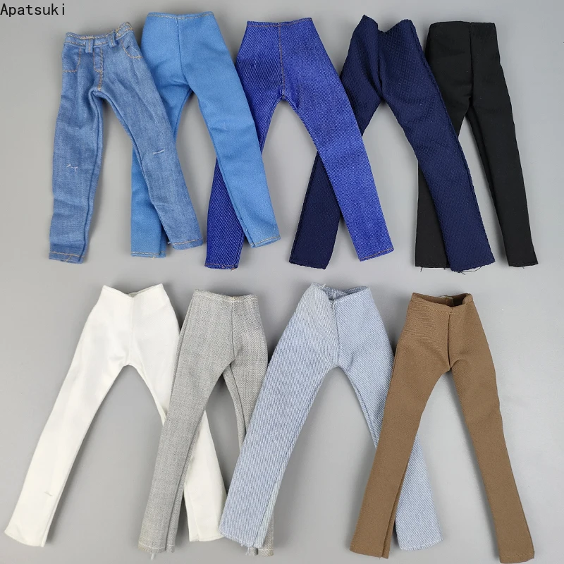 fast shipping accessories kawaii items fashion 4 style female woman dress 2 style male man ken doll clothes for barbie diy game Handmade Jeans Trousers For Ken Boy Doll Long Pants For Barbie's Boyfriend Prince Ken Doll Casual Clothes Male 1/6 Doll Clothes