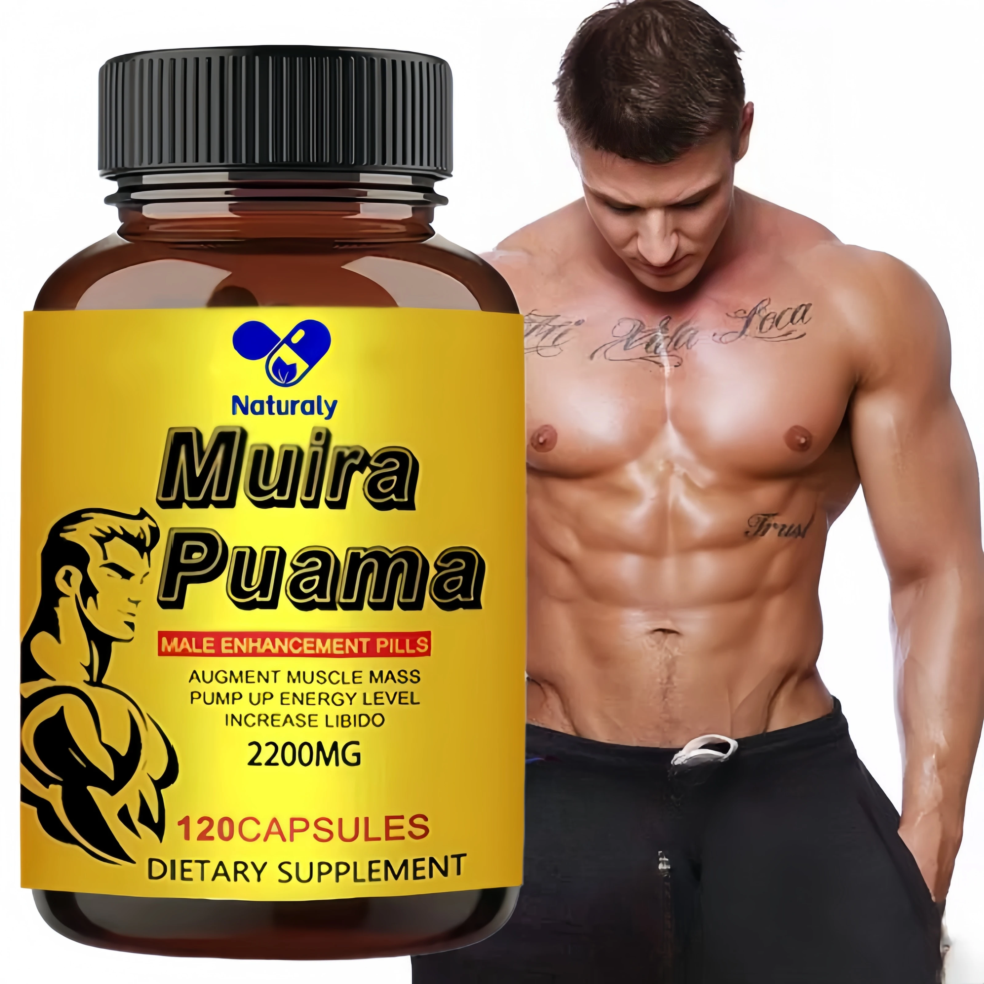 Muira Puama Extract-Men's Sports Performance Supplement, Muscle Building Capsules