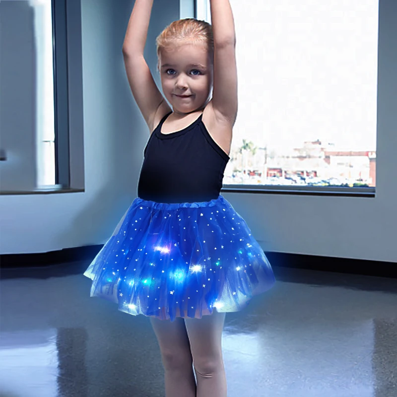 Tutu Skirts LED Dance Costume Neon LED Light Glow Princess Ballet Stage Dance Short Dress For Kids Fairy Miniskirt