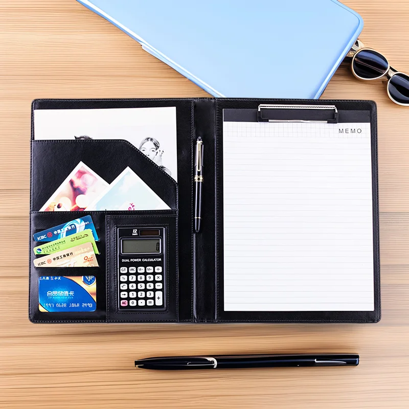 A4 Executive Porte 포트폴리오 폴더 문서 메모장 홀더 쓰기 클립 보드 Office Organizers를위한 가죽 비즈니스 회의