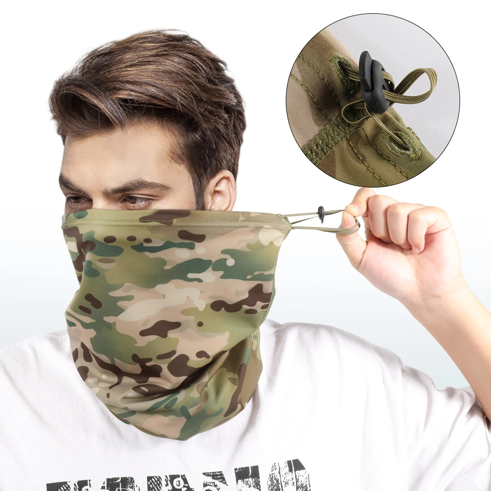 Multicam Camo Tactical Mask Neck Gaiter Cover Face Bandana Sun Cool Military Cycling Hunting Hiking Camping Tube Scarf Men Women