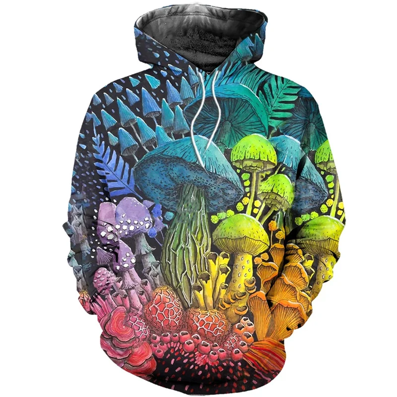 thumbnail image 1 of Sudadera con capucha con estampado 3D de hongo arcoíris para hombre, sudadera con patrón psicodélico, tops casuales de manga larga para la calle, sudaderas holgadas, 1 of 4