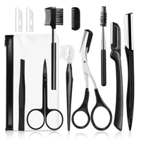 New Eyebrow Trimmer Set Scissors Tweezers Eyebrow Razor Scraping Eyebrow Comb Razor Eyebrow Clip Makeup Tools Sets 1