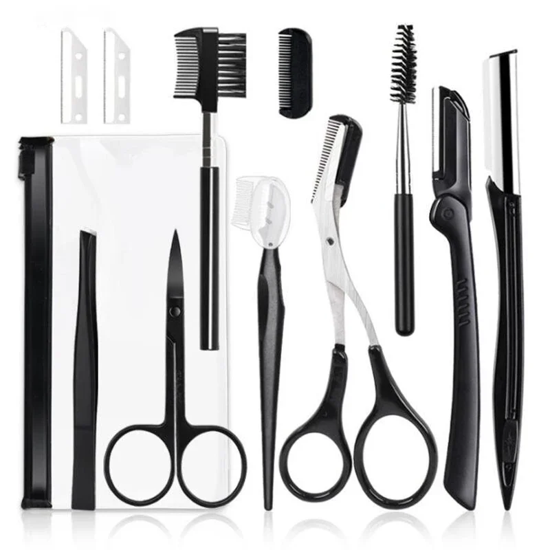 Eyebrow Trimmer Set Scissors Tweezers and Razors