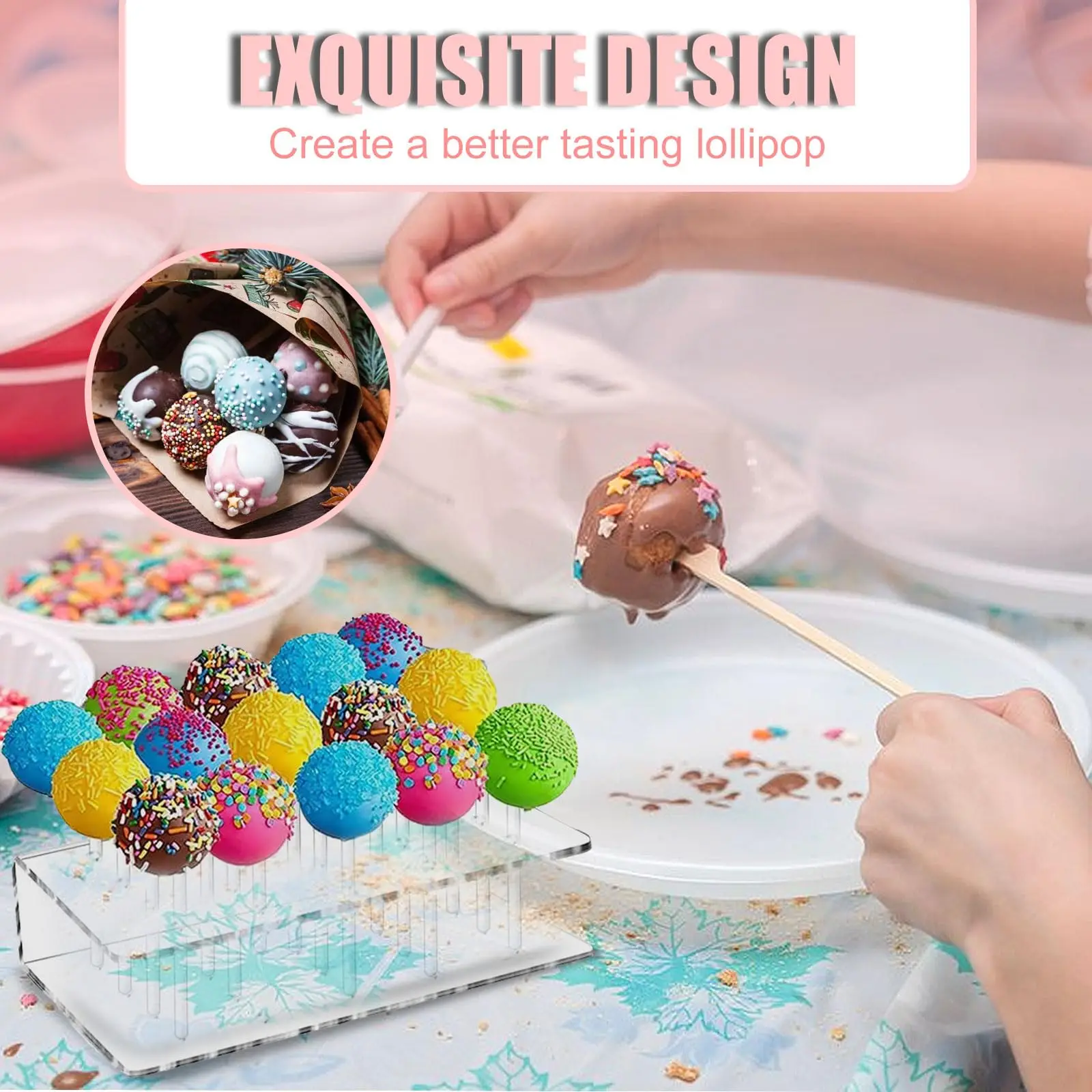 1pc Cake Lollipop 15 Hole Holder Display Stand Acrylic Clear Durable Candy Holder for wedding party birthday dessert stand