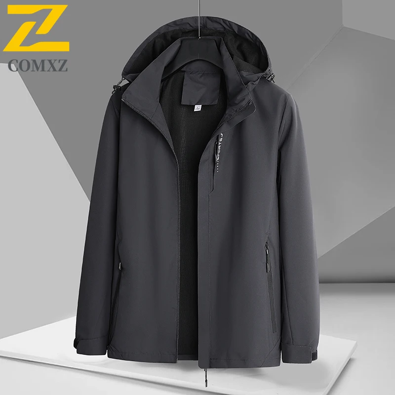 COMXZ Windbreaker Men's Workwear Jacket Waterproof Windproof Outdoor Coat Streetwear Hiking Travel Sports Trendy Windproof Coat