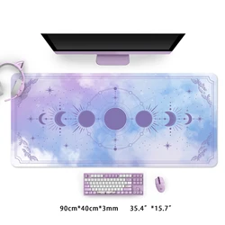 Extra Large Kawaii Gaming Mouse Pad Space Moon Phase Star Galaxy XXL Desk Mat Water Proof Nonslip Laptop Desk Accessories