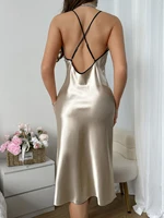 Women's Sexy Fashion 2 Piece Pajama Set  V-Neck Slip Dress with Long Robe Sleepwear - Image 6