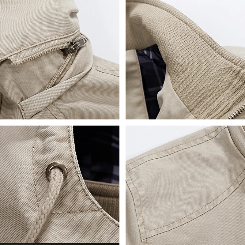 남성용 코튼 단색 분리형 후드 루즈 재킷, 멀티 포켓, 야외 캐주얼 방풍 재킷, 용수철, 가을 신상