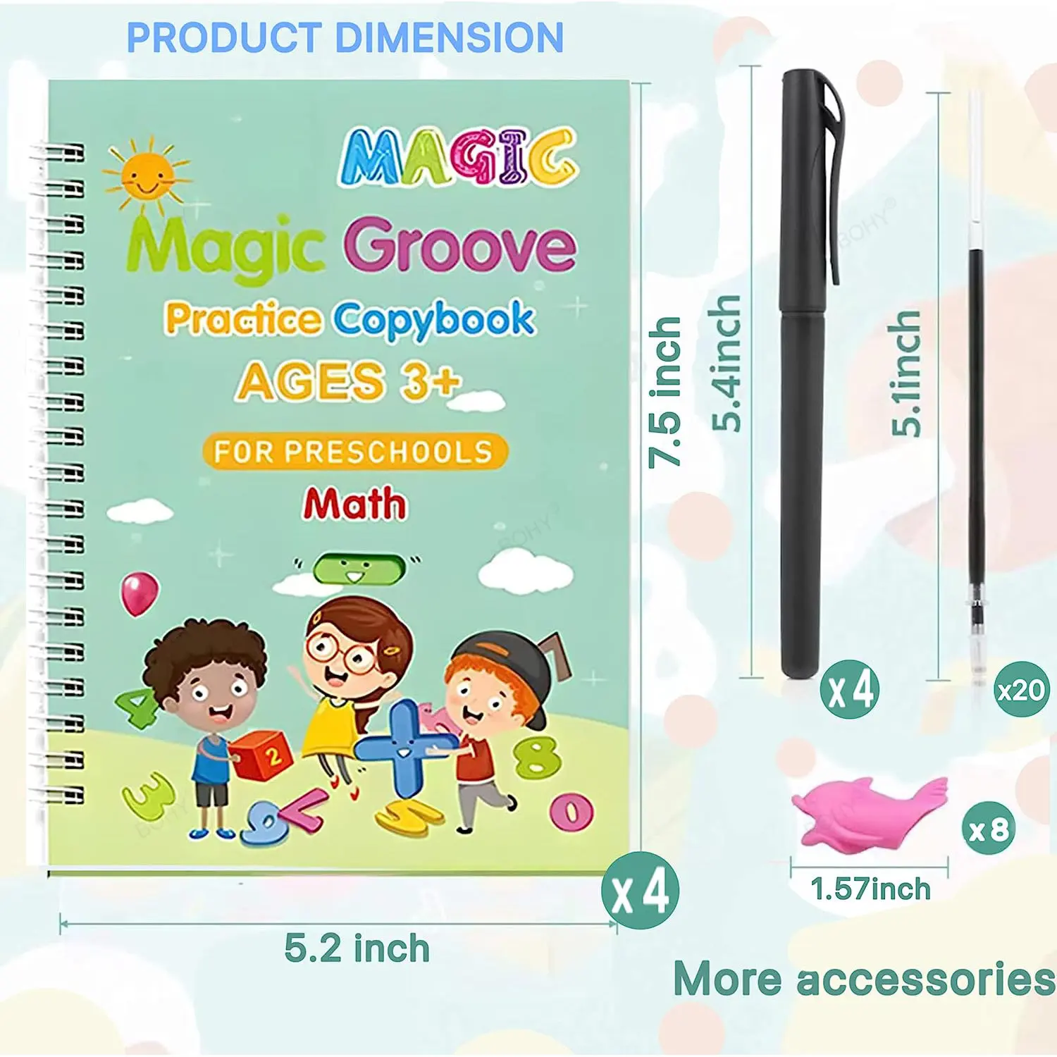 Grooved Handwriting Books for Kids Magic Practice Copybook Cursive Writing Combination Calligraphy for Kindergarten Preschool 5