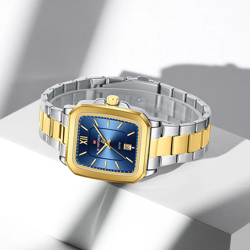 Business Lover's Watch Creative Design Fashion 24 Hours Date Display Window Wristwatch Steel Strap Unisex Couple Clock_voghion.com