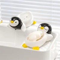 Cartoon Cute Drain Soap Box No Water Soap Box Wash basin Drainage Shelf Ceramic Soap Dish Household 1