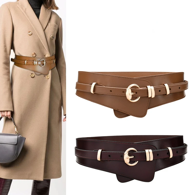 

Luxury Ladies Wide Belts Elastic Vintage Buckle Genuine Leather Wide Fashion Wild Pin Buckle Women's Belt Waist Seal Waistband