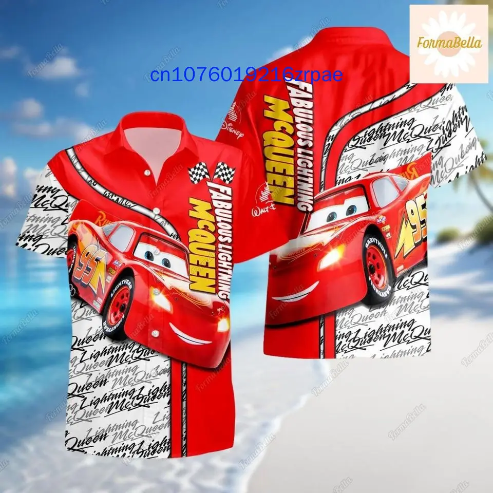 Disney Lightning McQueen and Mater Christmas Hawaiian Shirt  3D Print Men's And Women's Kids Button Down Short Sleeve Shirt 6