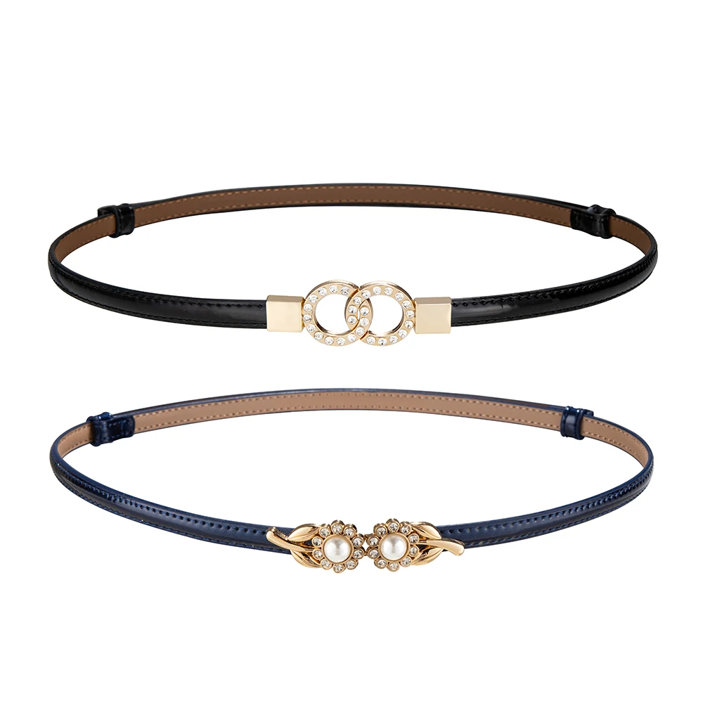 SkinnyLeatherDressBeltsforWomenRetroStretchLadiesWaistBelt