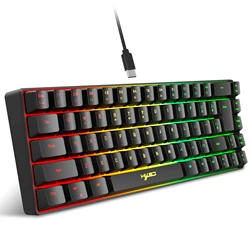 Premium Spanish RGB Backlit Wired Gaming Keyboard - 68% Compact Design (V200 Black English)
