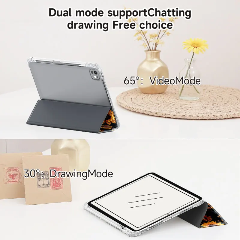 Premium Leather Folding Tablet Sleeve with Soft Silicone Stand and Cover