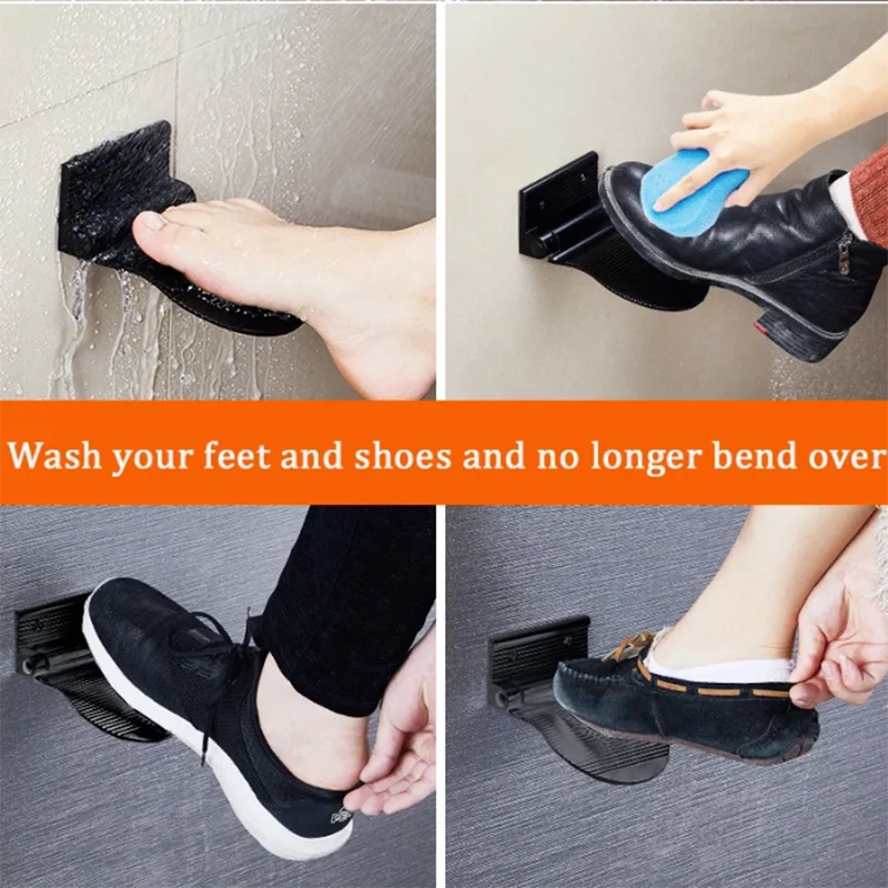 30PCS Bathroom Footrest Shower Foot Rest Pedestal Pedal Wall Mounted Black/silver Aluminium Alloy Shower Footstool Anti-slip