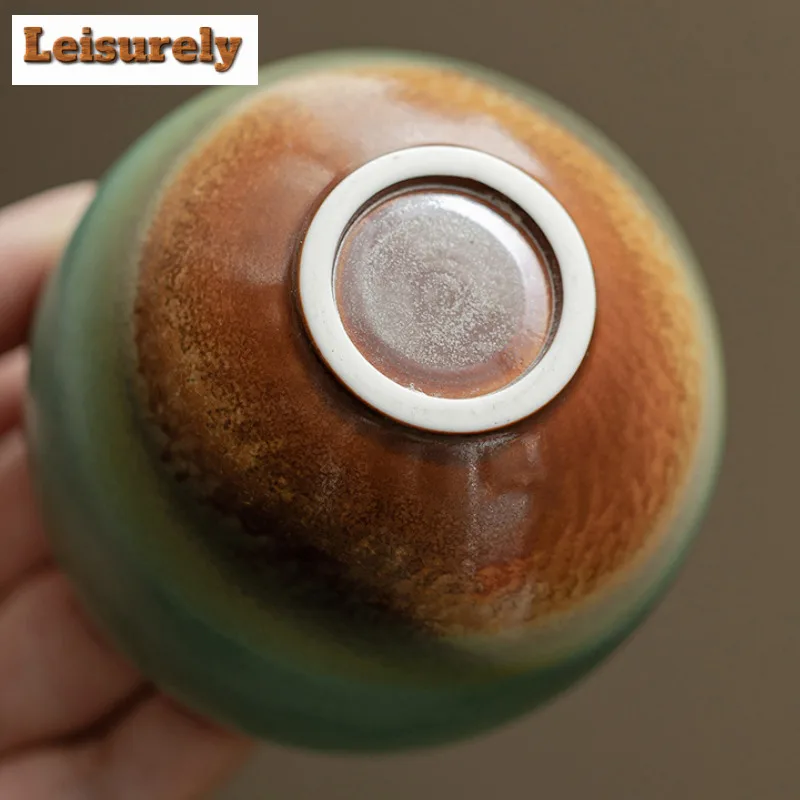 125ML Aurora Kiln Change Red Blue Glaze Teacup Creative Tea Bowl Coffee Mug Meditation Cup Jianzhan Master Cups Chinese Tea Set