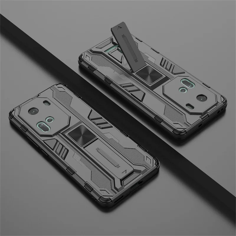 Magnetic Holder Stand Armor Case with Camera Protection, Hard PC Back Cover – Compatible with 6.7\ Devices
