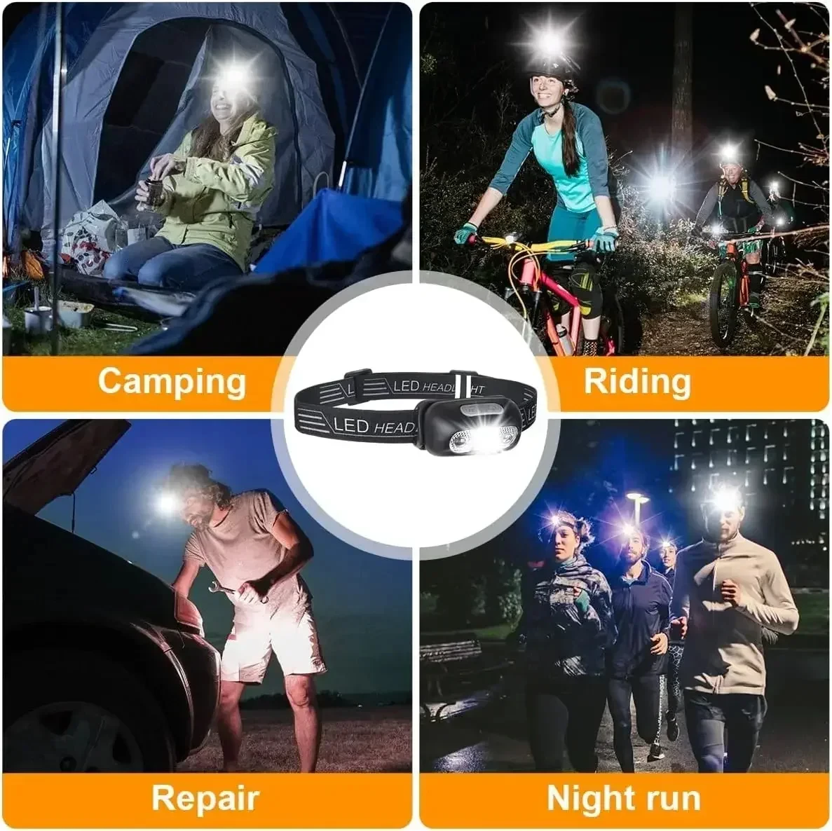 LED Headlamp Mini Waterproof for Night Fishing Camping