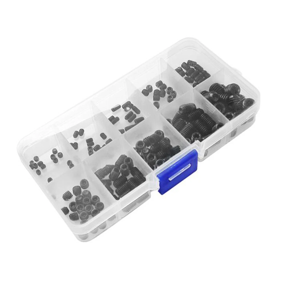 

200pcs/Box Black Alloy Steel Hex Screws m3 m4 m5 m6 m8 Grub Screw Accessories