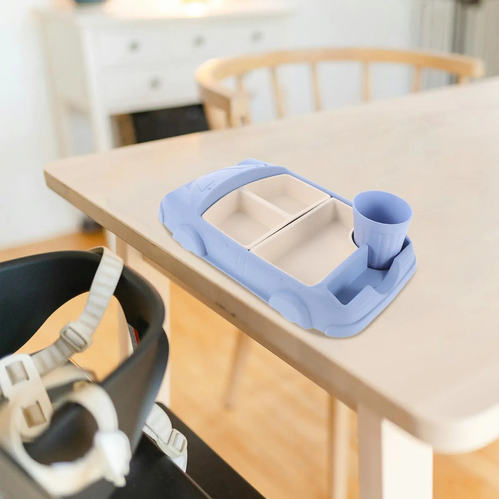 Baby Dishes Separate Plates Food Tray with Water Cup Car for Kids Car-shaped Dinner Fruit Platter Tableware