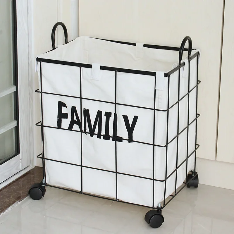 

Sale Laundry Baskets Minimalist Clothing Storage Nordic Wheeled Handle Toy Yoga Mat Organization Box Detachable Washable