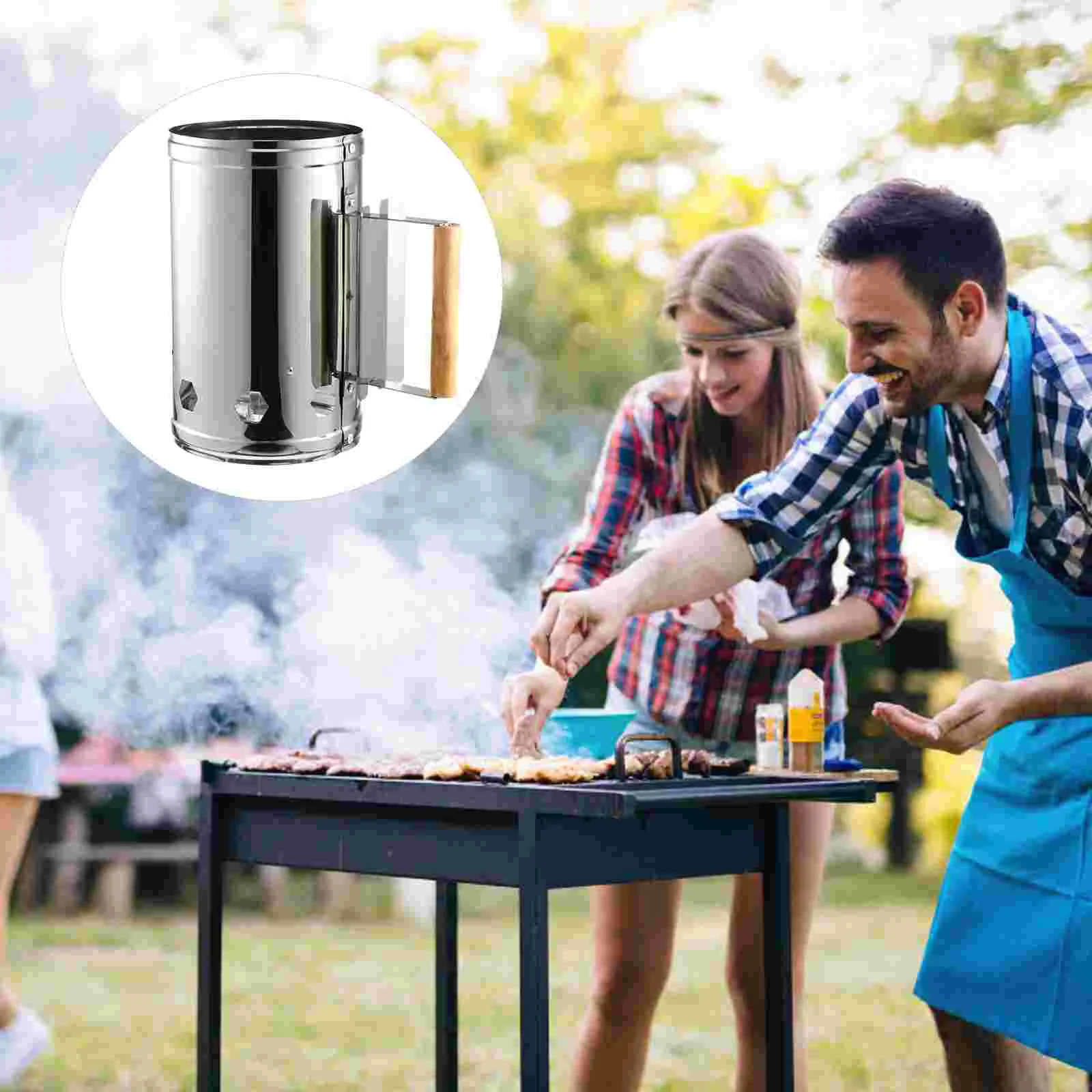 

Stainless Steel Point Carbon Bucket Barbecue Fire Starter Griddle Stove Fireplace Grill BBQ Tool Charcoal