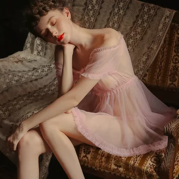 Alternative view of “Nyra” Off The Shoulder Sexy Sheer Lingerie Dress