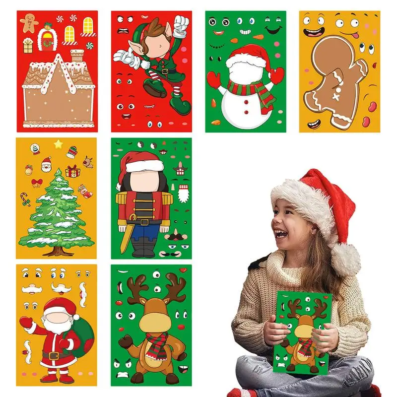 

8pcs Removable Snowman Santa Claus Gift Sticker Santa Claus Snowman Reindeer Children Holiday Christmas Party Gift Toy