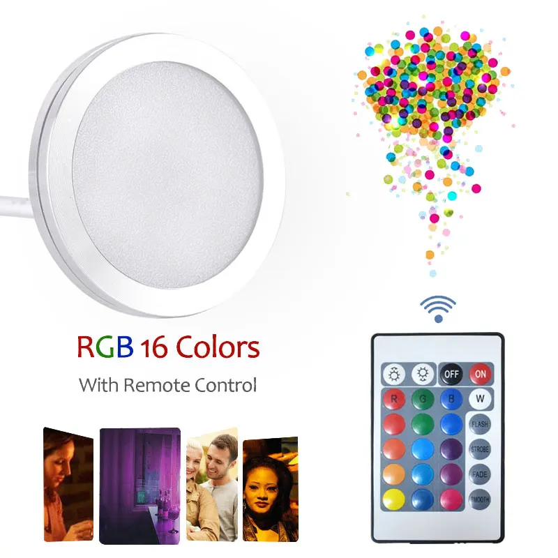 USB 5V RGB Spotlight 3W 5W Surface Installation Remote Controller LED Simple Ceiling Light Wine Cabinet Light Ultra Thin 8mm led cabinet light cabinet lights led cabinet lights under cabinet light
