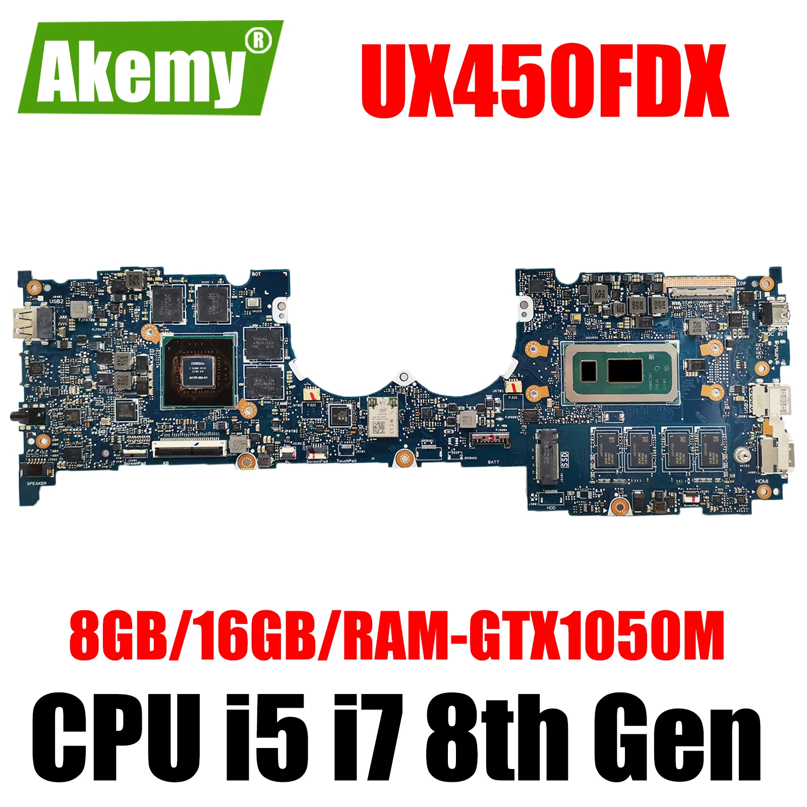 

UX450FDX Laptop Motherboard GTX1050M I5-8th Gen I7-8th Gen CPU 8GB 16GB RAM for ASUS ZenBook UX450FD UX450F Notebook Mainboard