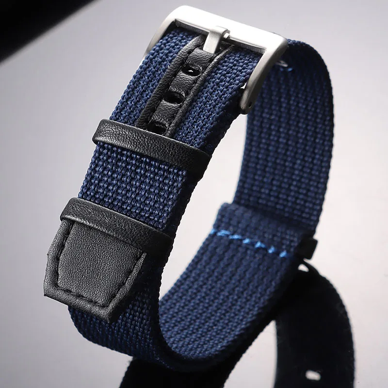 Elegant Woven Nylon & Leather Watch Band - Universal Sport Comfort Strap