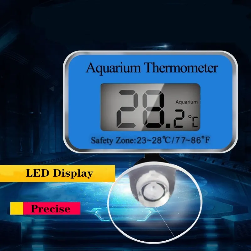 Aquarium Thermometer Waterproof LCD Digital Fish Tank Submersible Temperature Control Suction Cup