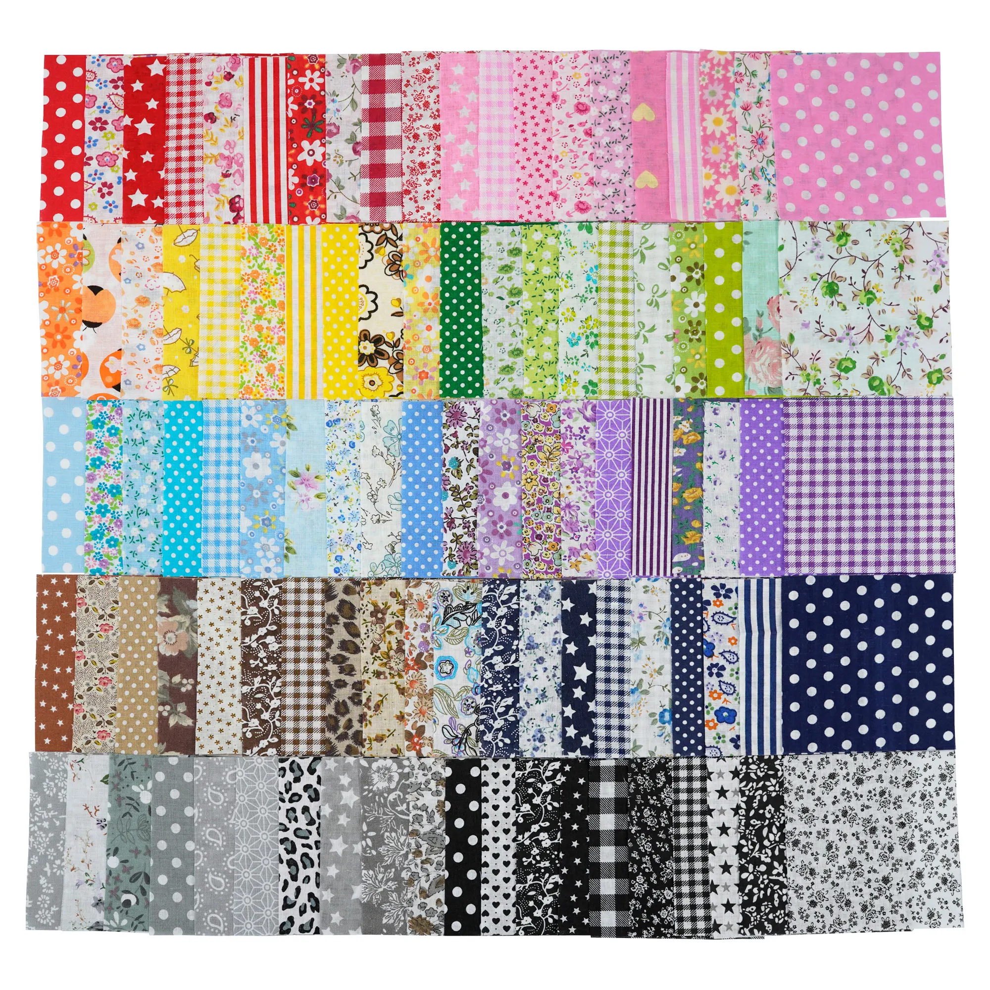100PCS 25x25cm/10x10cm Squares Cotton Craft Floral Fabric Cloths for DIY Bundle Patchwork Quilting Sewing Scrapbooking Artcraft 1