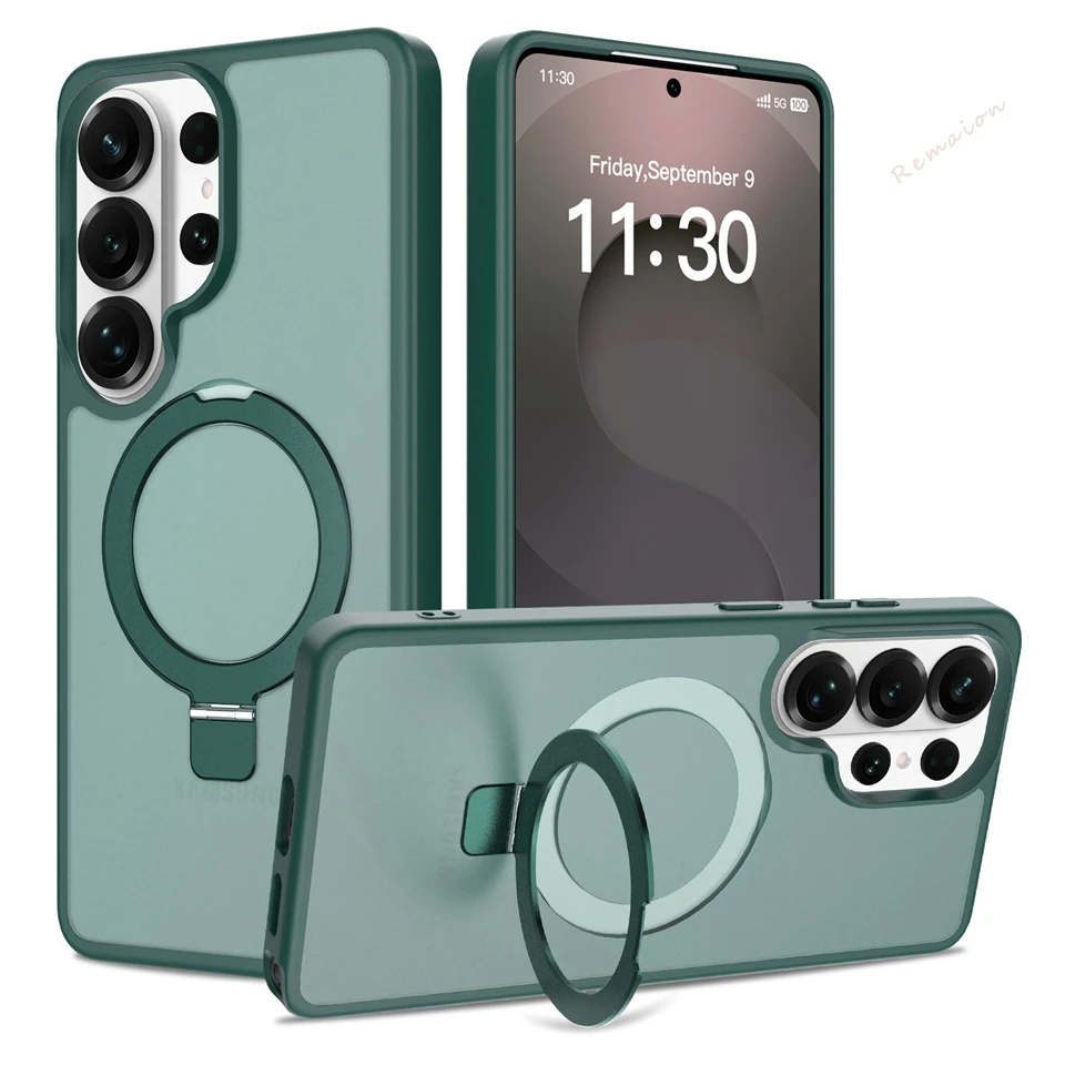 Luxury Matte Magnetic Phone Case with Magsafe and Metal Stand