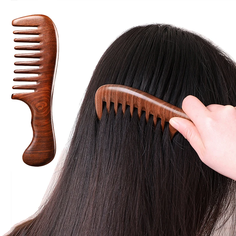 Hair Comb Hair Brush Comb Hair Comb Set Natural Sandalwood Hair Combs Anti-Static Wooden Comb Massager Long Wide Tooth Detangle Sandalwood Comb Hair Care Household Gift