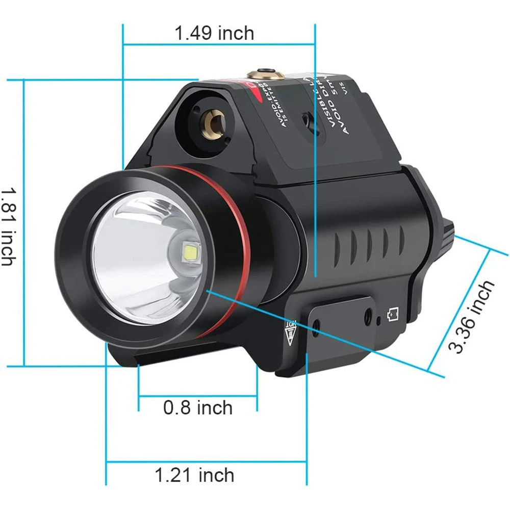 Red/Green Laser Weapon Light Combo 200 Lumen LED Tactical Flashlight with 20mm Picatinny Rail Mount for Pistol Handgun Rifle