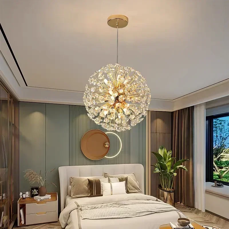 Sunflower long crystal chandelier living room bedroom hall loft indoor round light luxury golden chandelier pendant lights pendant lamp chandelier lighting